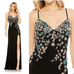 Mac Duggal #42006 Multicolor Beaded Cami Gown black dress rhinestone wedding 8